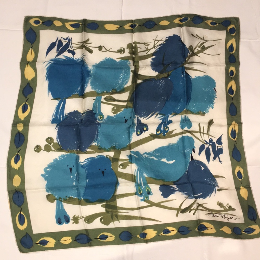 Handkerchief Signed Blue Birds